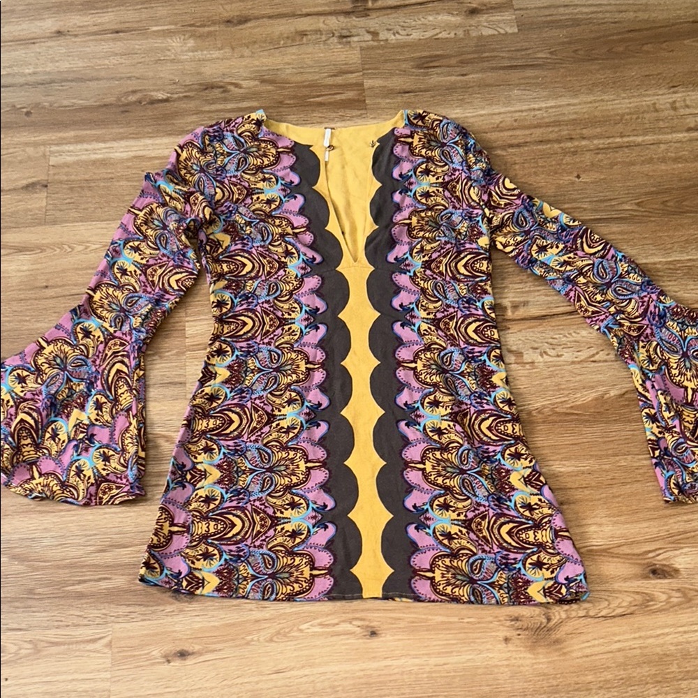 Free People Patterned Bell Sleeve Dress